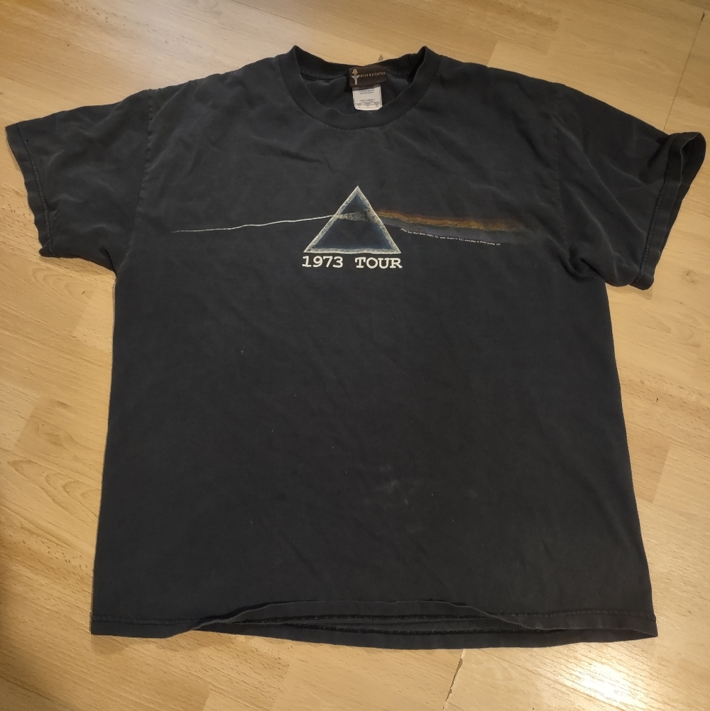 Rock Band Faded Black Graphic Pink Floyd Tour T-Shirt